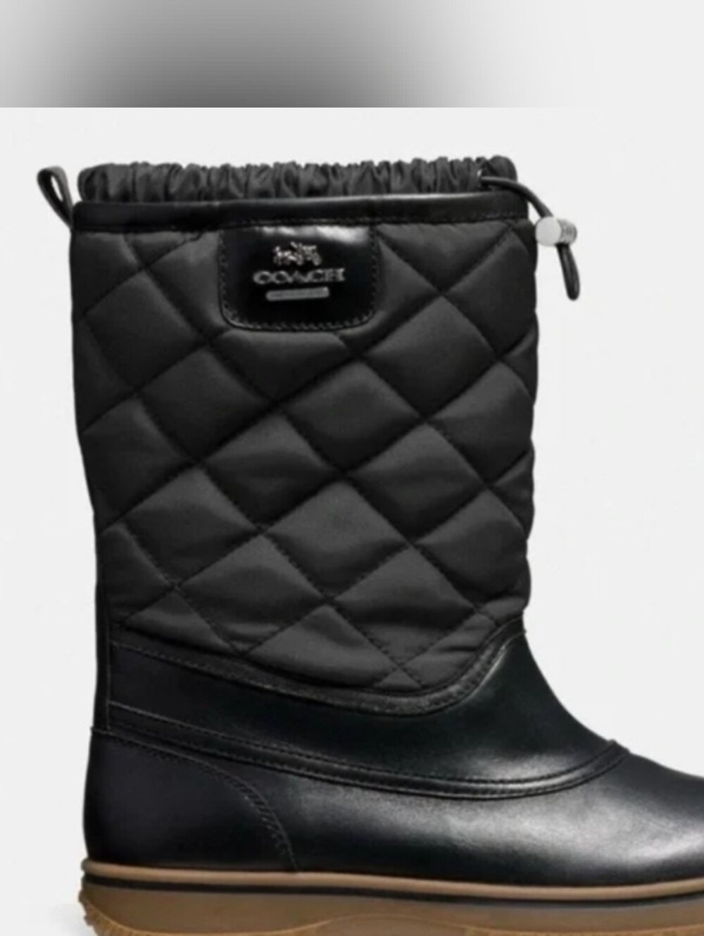 New Coach Samara Black Quilted Pull-On Boot Cold Winter Weather Boots